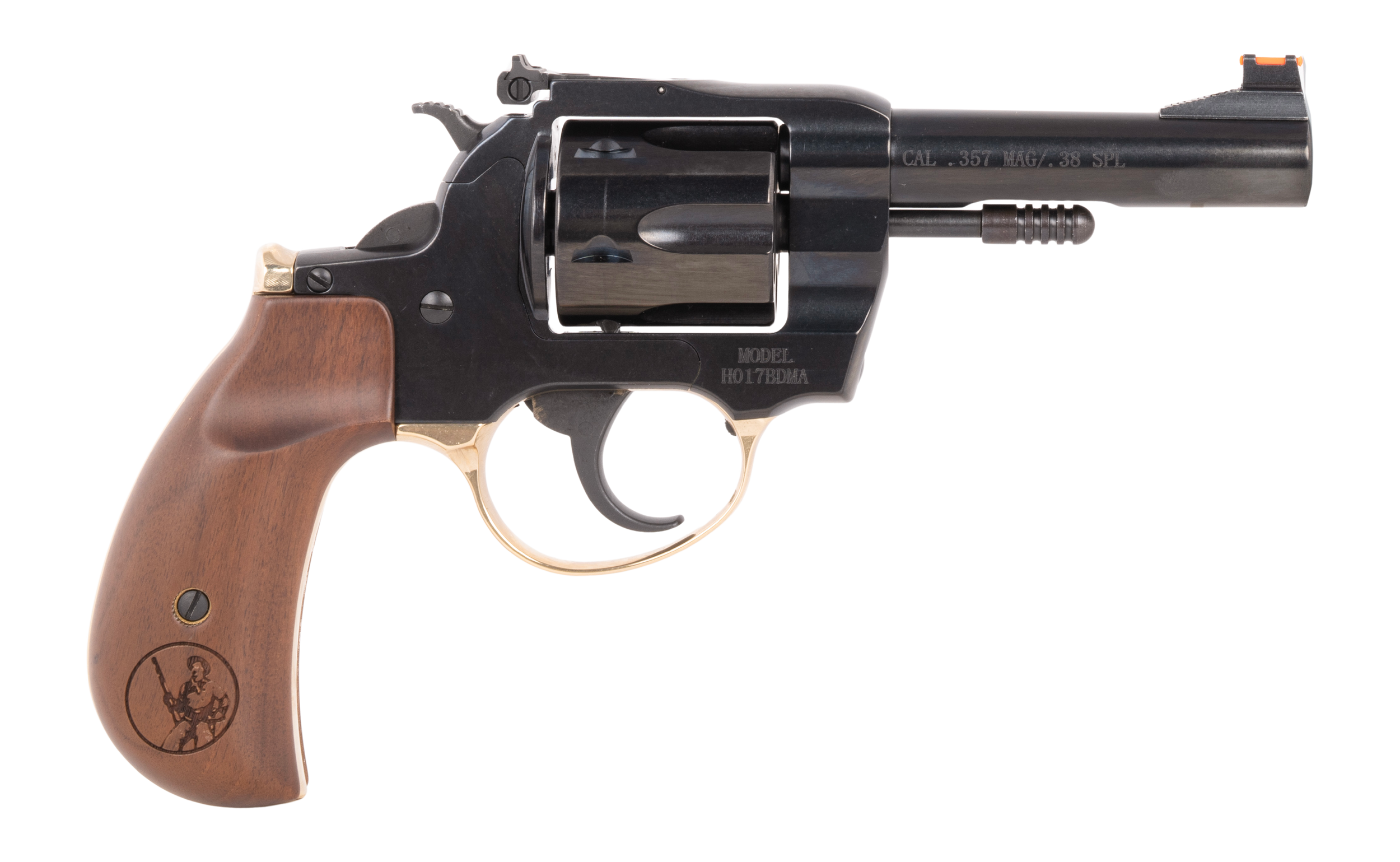 Henry H017BDMA Big Boy Deadeye 357 Mag/38 Special 6 Shot 4" Blued Round Barrel, Blued Cylinder, Blued Polished Steel Frame, American Walnut Birdshead Grip, Transfer Bar Safety, Exposed Hammer