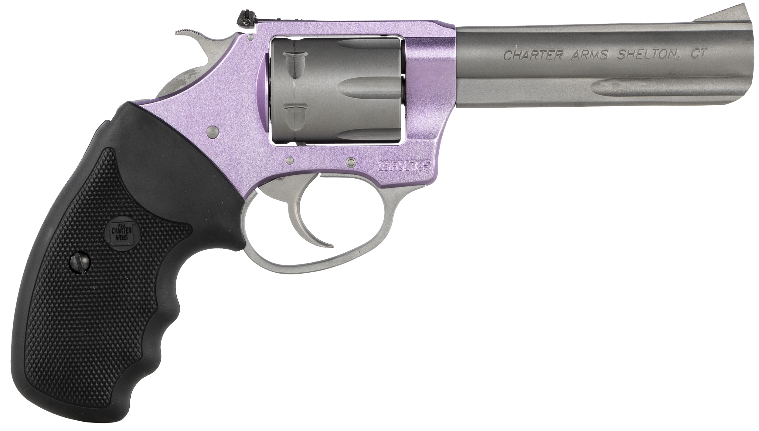 Charter Arms 52242 Pathfinder Lite 22 LR 8rd 4.20" Matte Stainless Stainless Steel Barrel, Lavender Aluminum Frame, Matte Stainless Cylinder, Black Finger Grooved Rubber Grip, Exposed Hammer