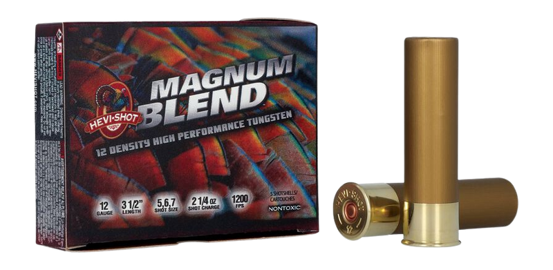 HEVI-Shot HS41205 Magnum Blend 12Gauge 3.50" 2 1/4oz Tungsten 5/6/7Shot 5 Per Box/10 Case