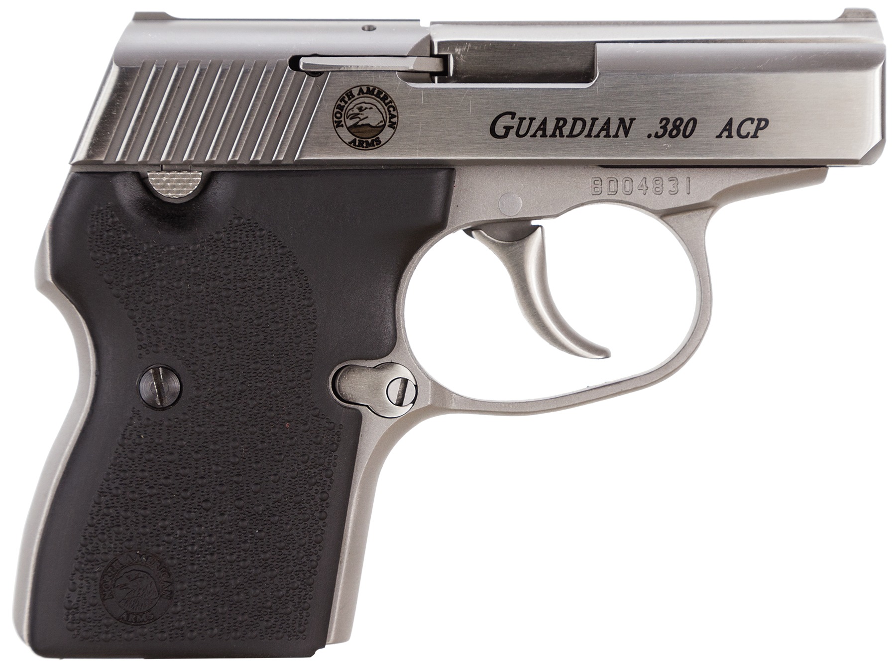 North American Arms 380GUARDIAN Guardian  380 ACP 6+1 2.50" Stainless Steel Barrel, Stainless Steel Serrated Slide, Stainless Steel Frame, Black Rubber Grip, Right Hand