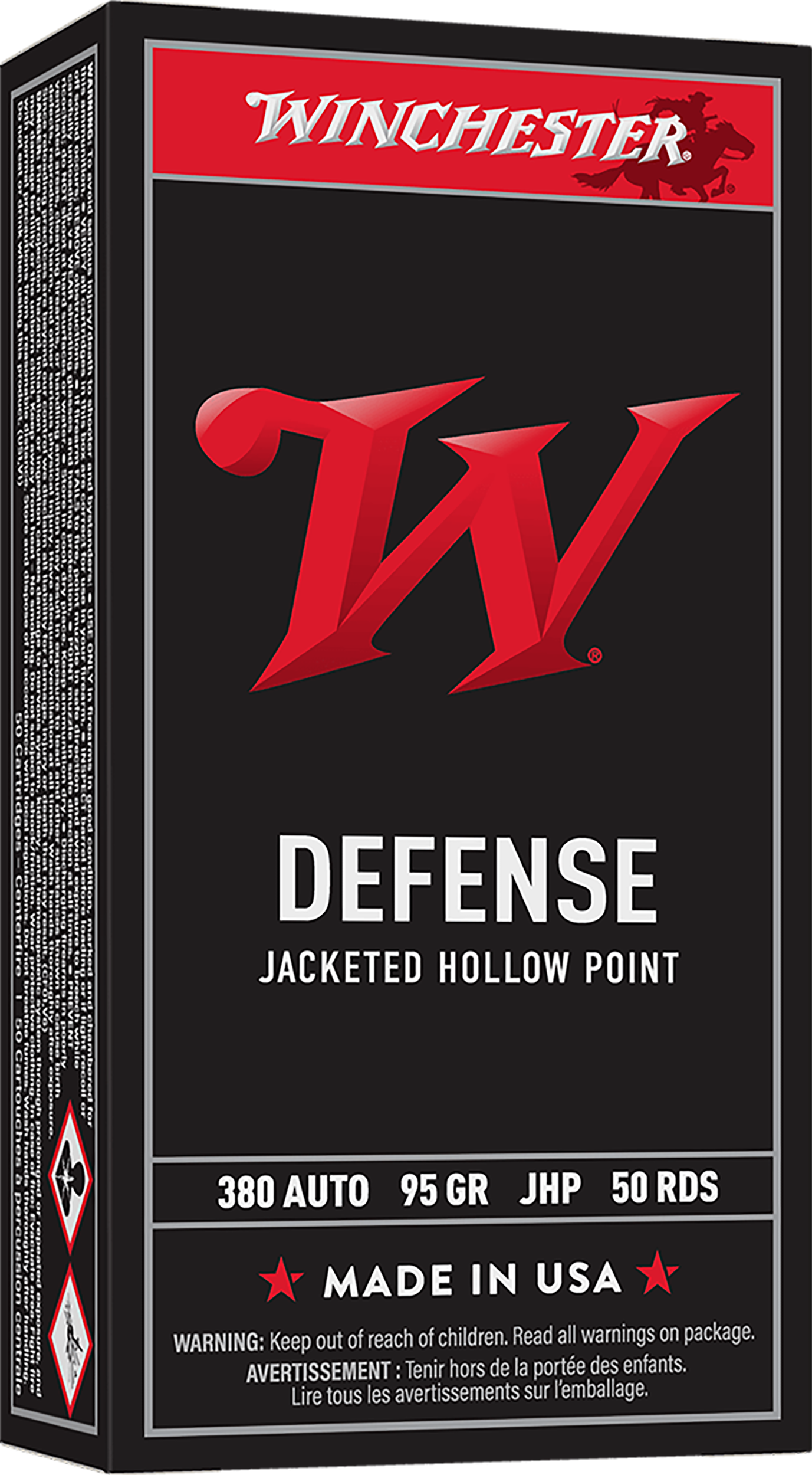 Winchester Ammo USA380JHP USA 380ACP 95gr Jacketed Hollow Point 50 Per Box/10 Case