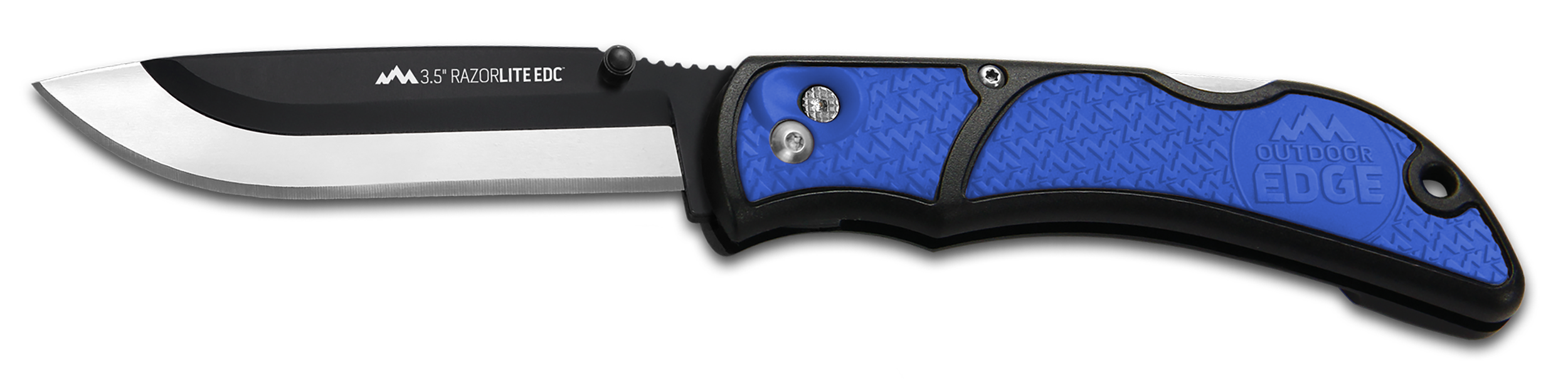 Outdoor Edge RLU40C RazorLite  3.50" Folding Drop Point Tanto Plain 420J2 SS Blade Black/Blue Polymer Handle