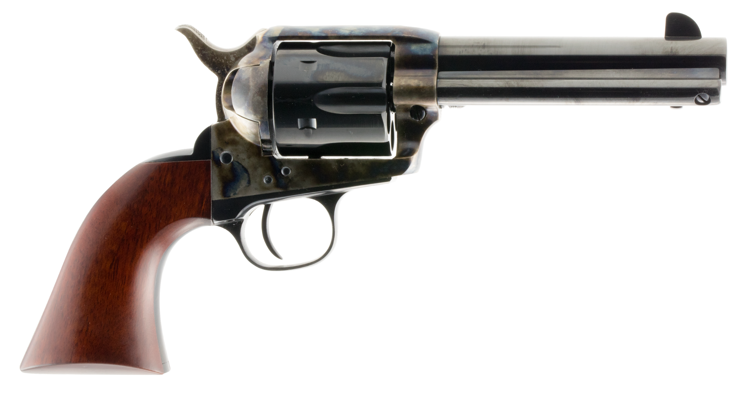 Taylors & Company 550887 1873 Cattleman Uberti 45 Colt (Long Colt) 6 Shot 4.75" Blued Round Barrel & Cylinder, Color Case Hardened Steel Frame, Walnut Navy Style Grip, Exposed Hammer