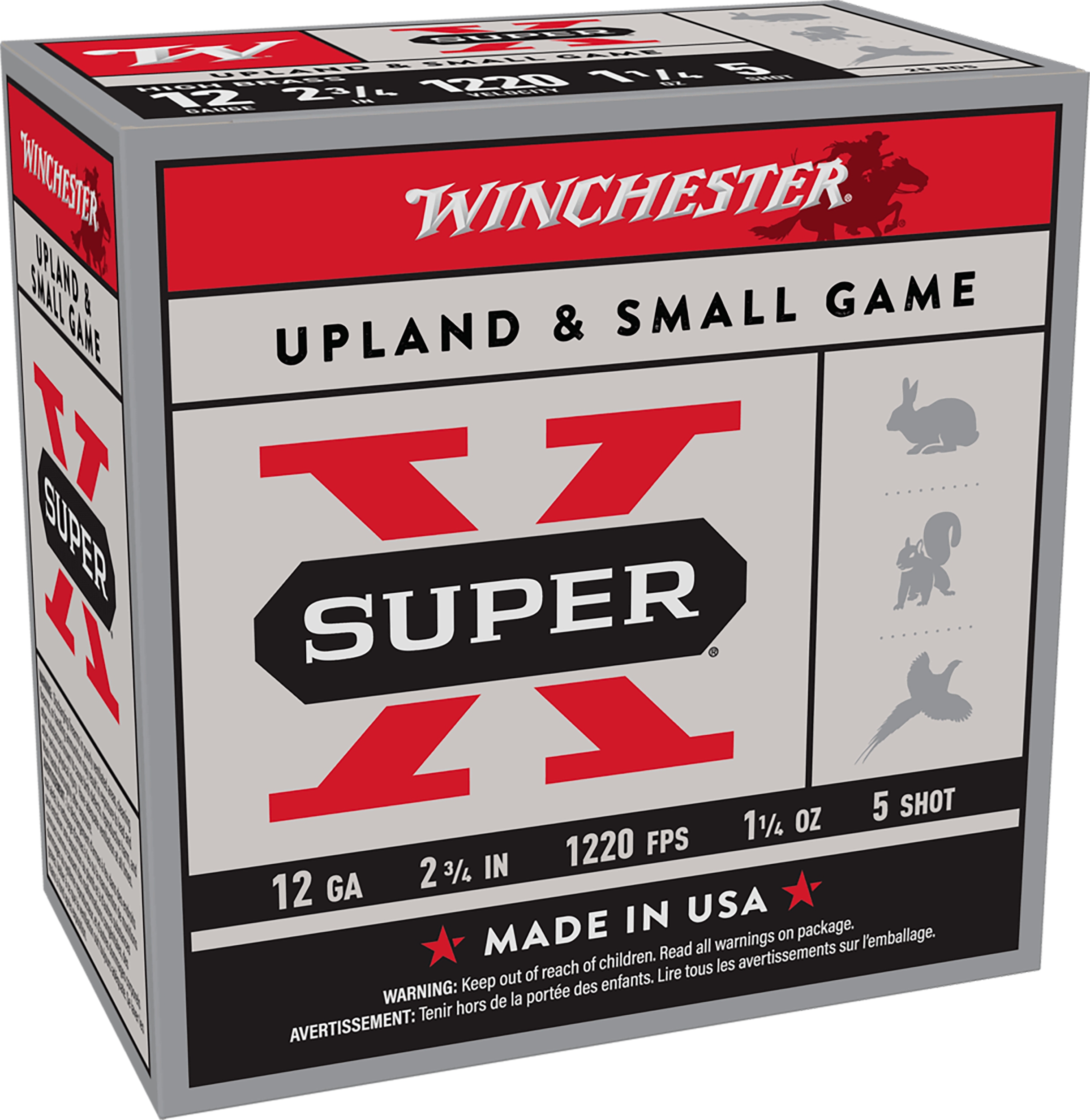 Winchester Ammo X12P5 Super X Game Load High Brass 12Gauge 2.75" 1 1/4oz 5Shot 25 Per Box/10 Case *Pheasant