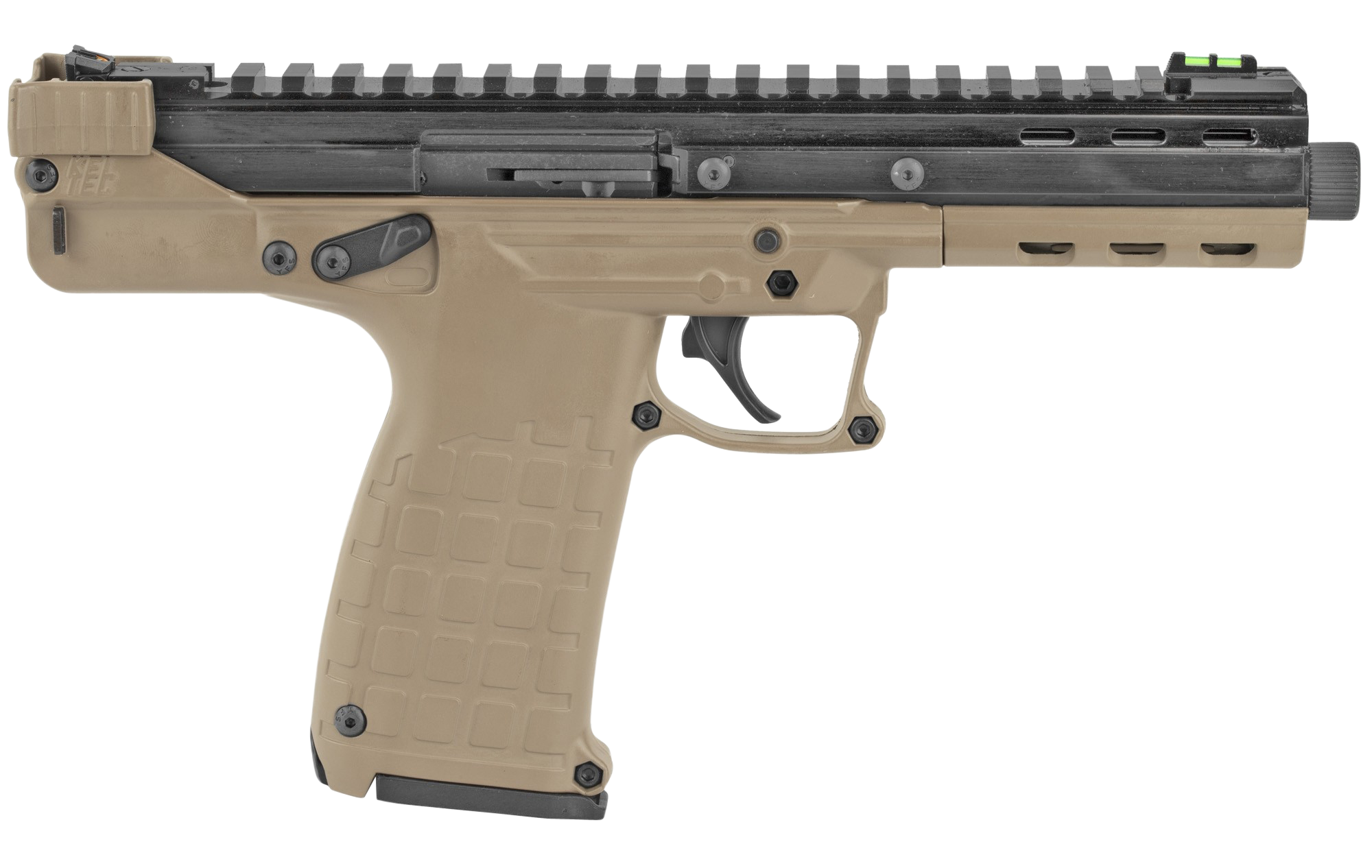 Kel-Tec CP33TAN CP33  22 LR 33+1 5.50" Black Ported/Threaded Barrel, Black Serrated/Optic Ready Slide, Tan Polymer Frame w/M-LOK, Polymer Grip, Ambidextrous