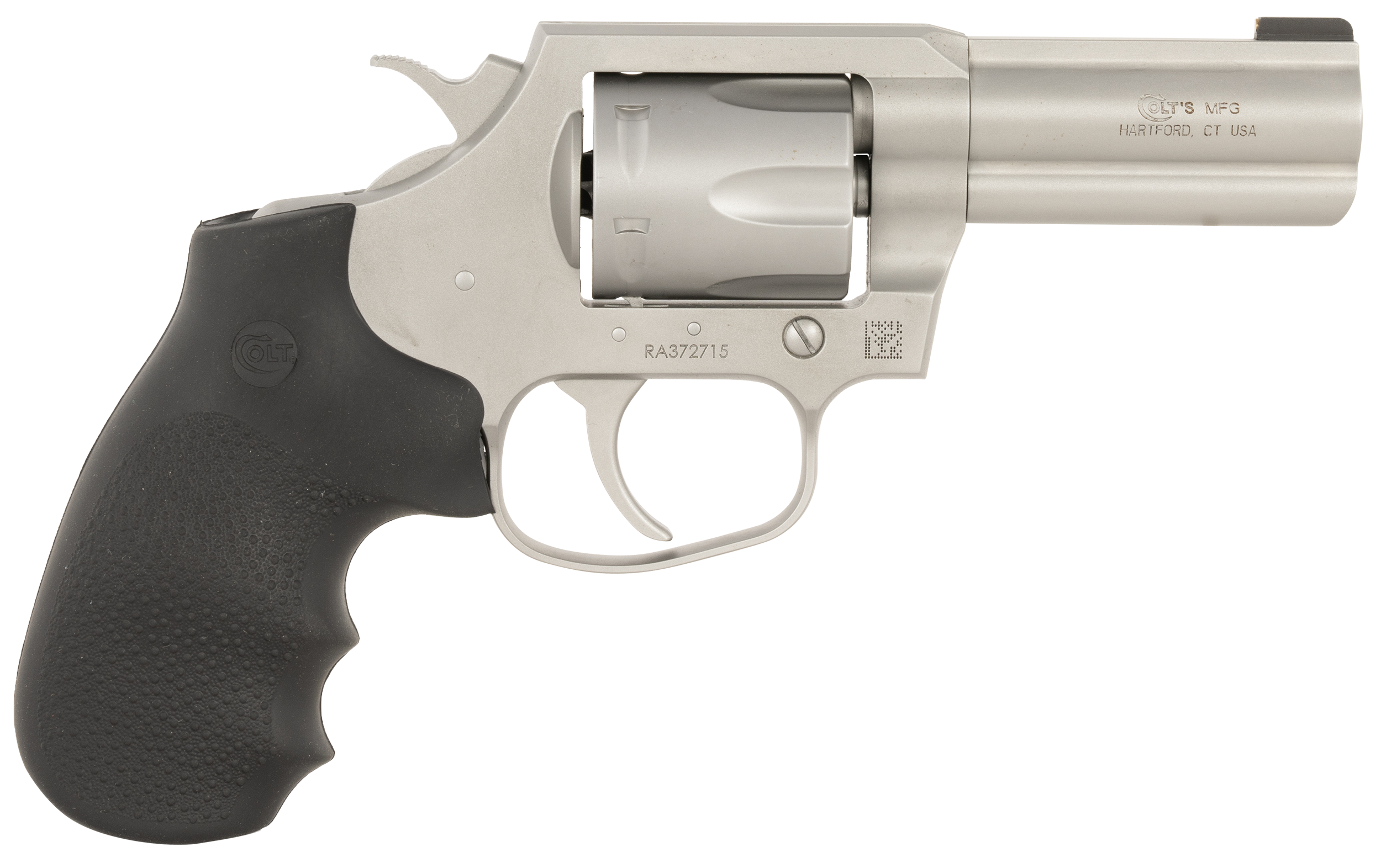 Colt Mfg KCOBRASM3BB King Cobra  Small 357 Mag 6 Shot 3" Matte Stainless Steel Barrel, Cylinder Frame, Black Hogue Overmolded Grips, Exposed Hammer