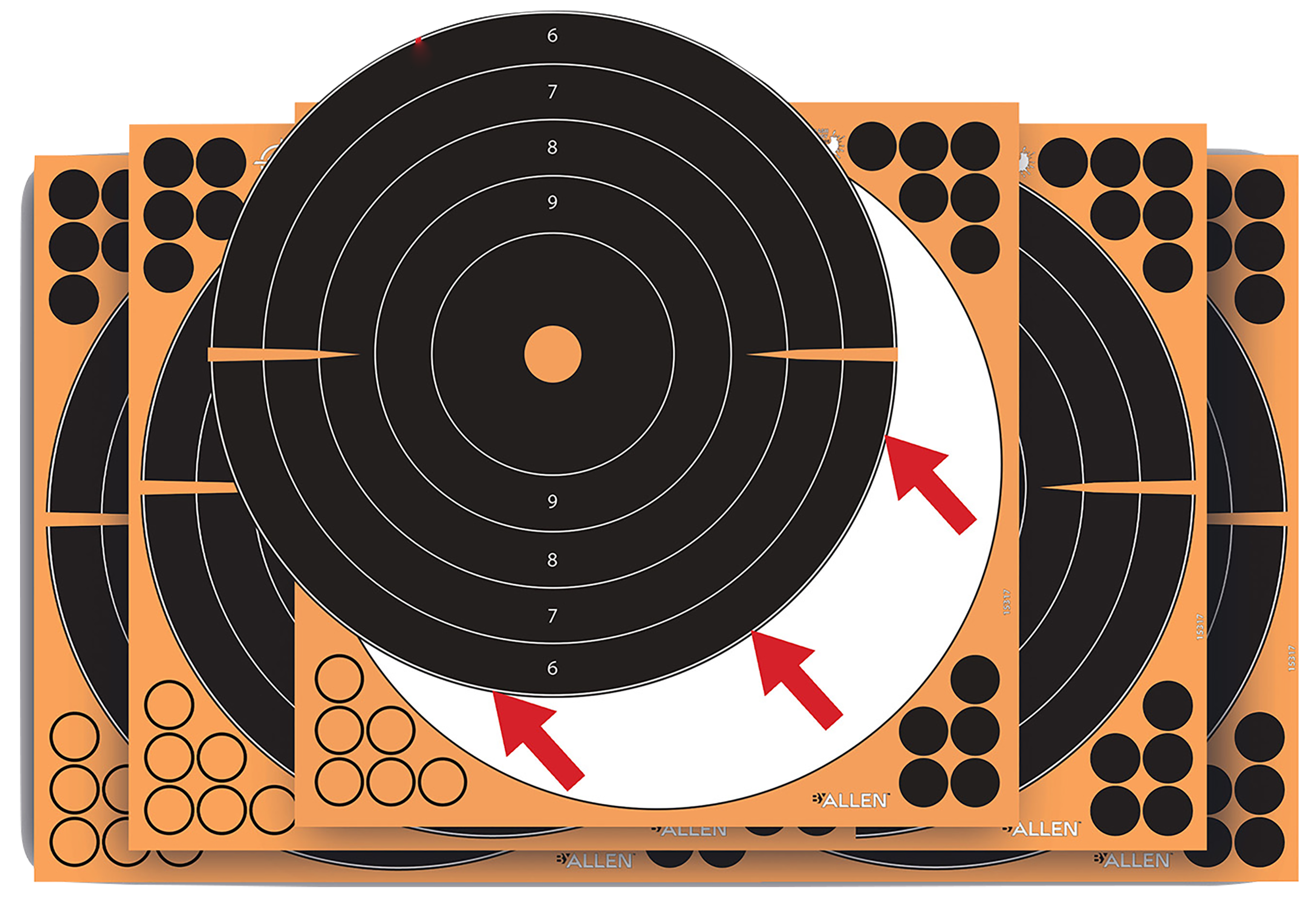 EZ-Aim 1531710 Splash Reactive  Self-Adhesive Paper Black/Orange  12"x12" Bullseye 10 Pack
