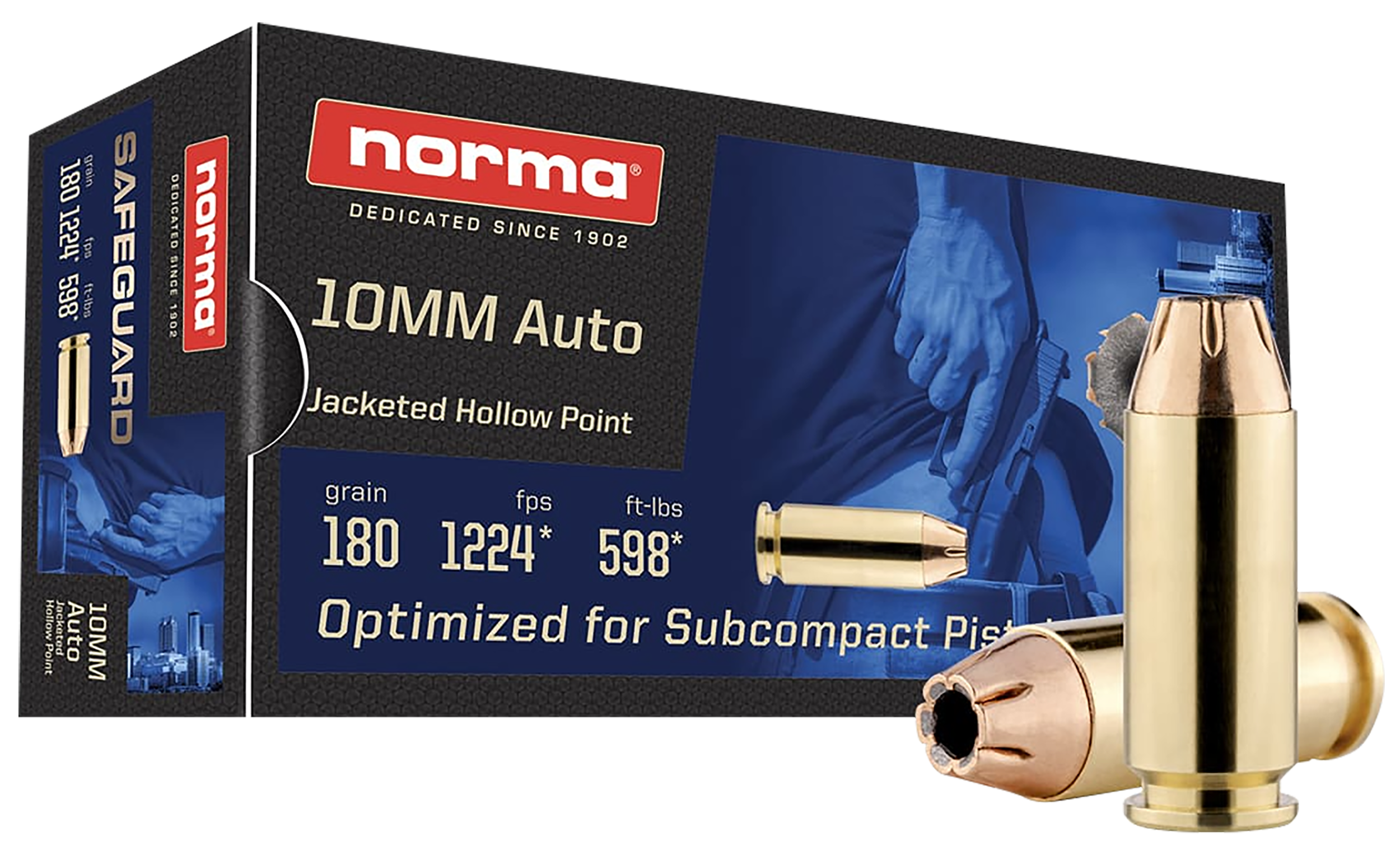 Norma Ammunition 801109265 10mm 180gr Jacketed Hollow Point 50 Per Box/20 Case