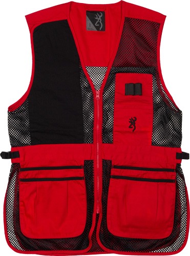 BROWNING MESH SHOOTING VEST R-HAND 2XL BLACK/RED TRIM