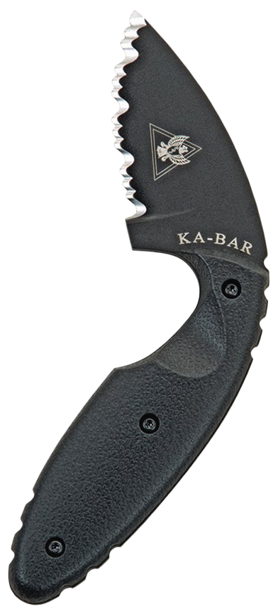 Ka-Bar 1481 TDI Law Enforcement 2.31" Fixed Drop Point Serrated Black AUS-8A SS Blade, Black Zytel Handle, Includes Belt Clip