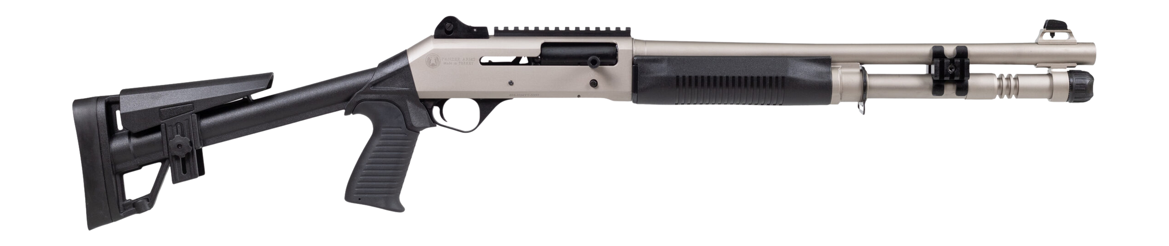 Panzer Arms PAM4MTSFSS M4 Marine 12 Gauge Semi-Auto 3" 5+1 18.50" Nickel Barrel, Nickel Aluminum Receiver w/Picatinny Rail, Black Skeleton Stock & Grip