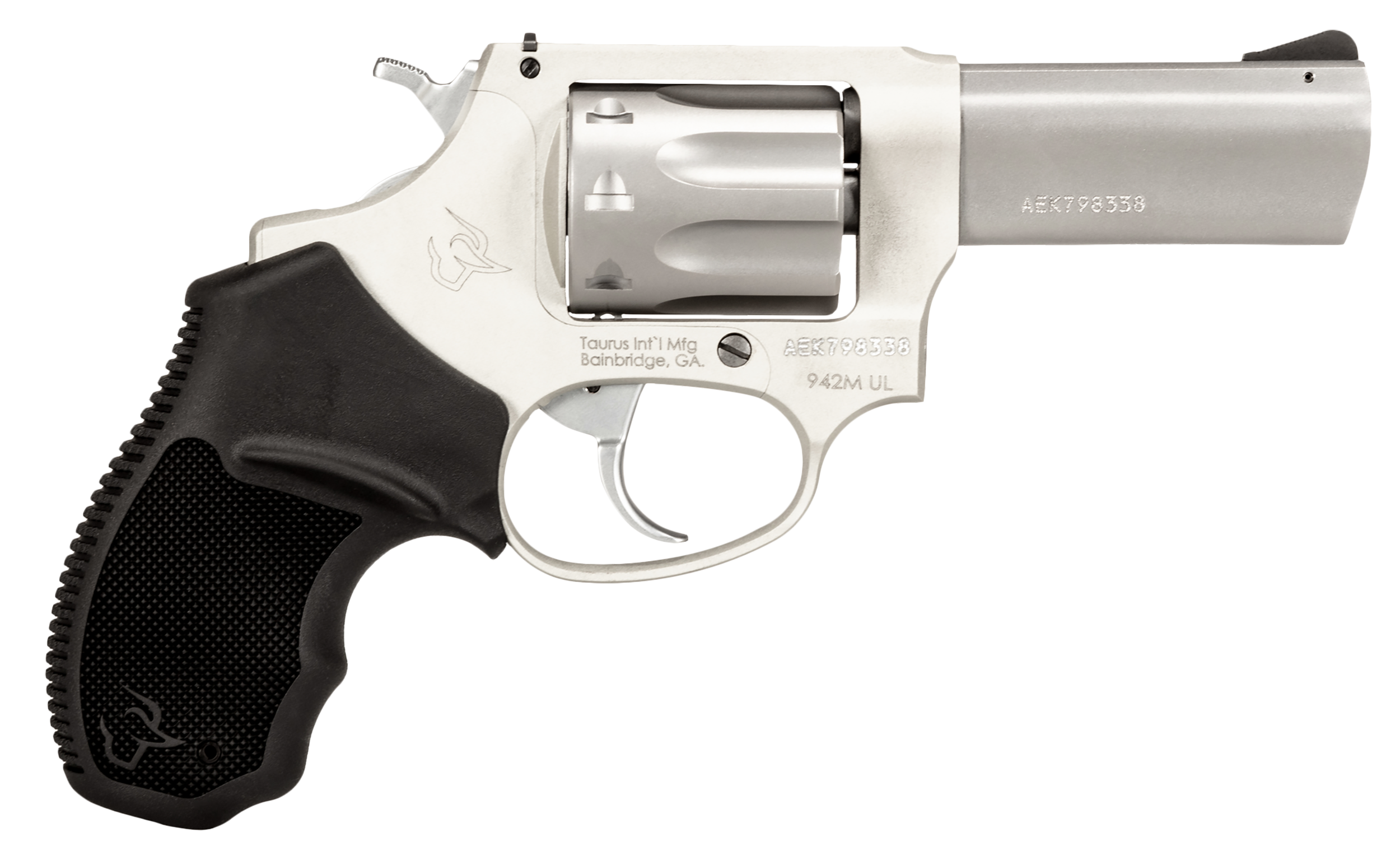 Taurus 2942M039UL 942 Ultra-Lite 22 WMR 8rd 3" Matte Stainless Finish Barrel, Matte Stainless Finish Cylinder, Stainless Anodized Finish Aluminum Frame & Finger Grooved Black Polymer Grip