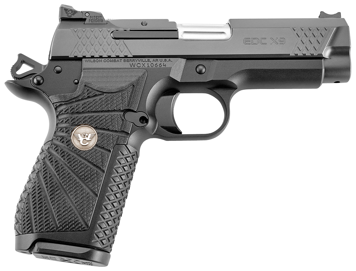 Wilson Combat EDCXCPR9A EDC X9 9mm Luger 15+1 4" Fluted Barrel, Black DLC Serrated Stainless Steel Slide, Black Aluminum Frame w/Beavertail & Picatinny Rail, Black G10 Grip