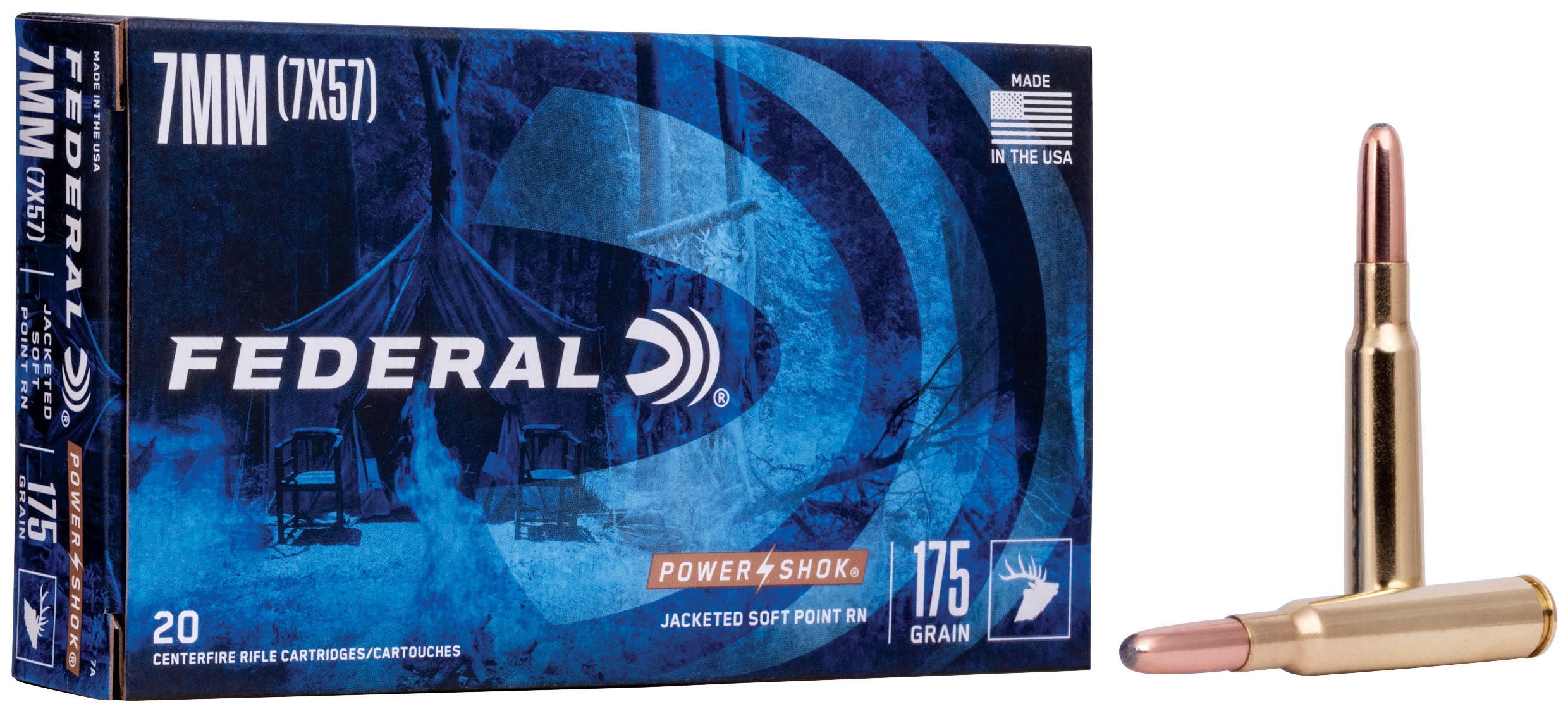 Federal 7A Power-Shok 7mmMauser 175gr Jacketed Soft Point 20 Per Box/10 Case