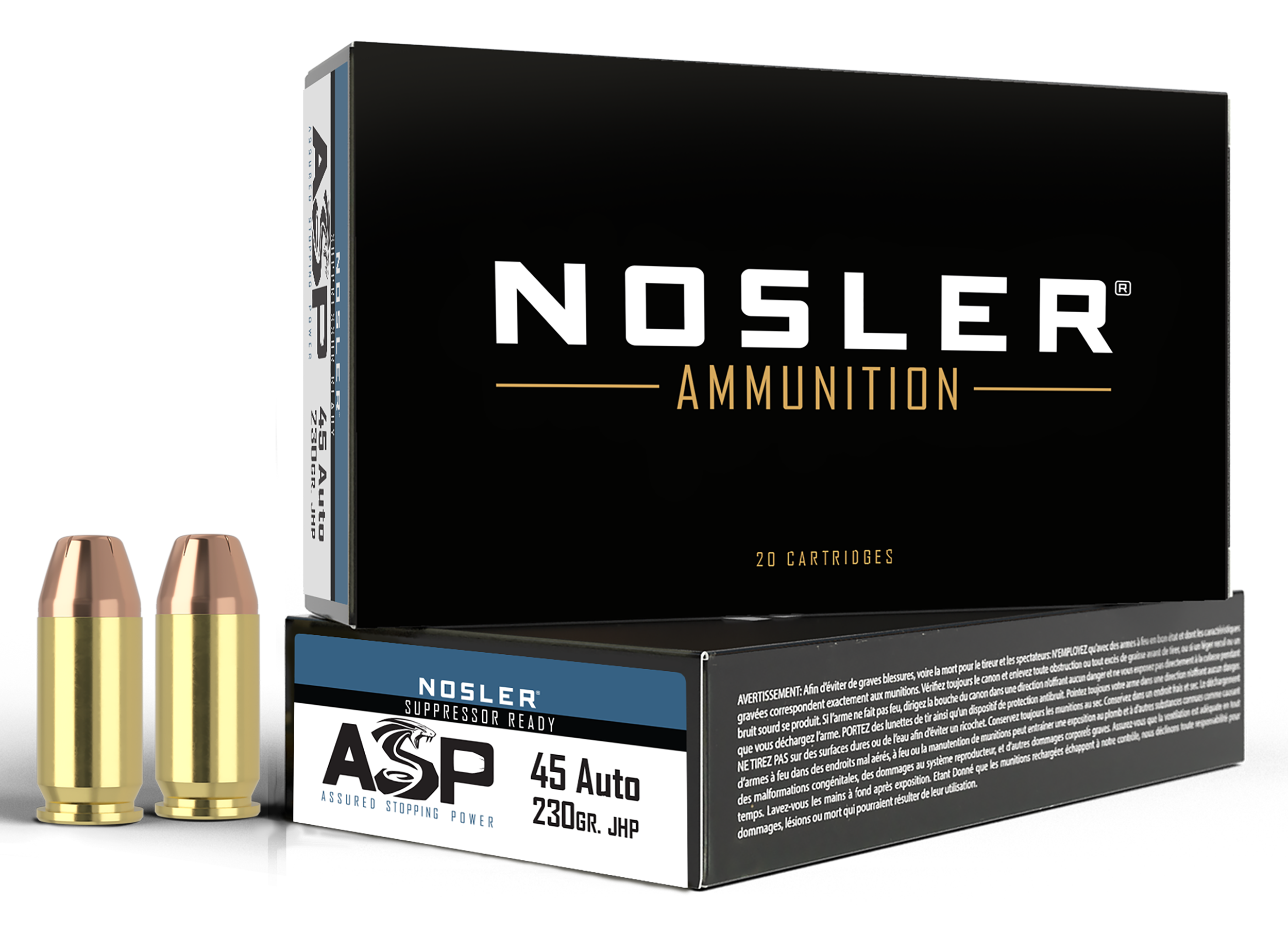 Nosler 51284 Assured Stopping Power Handgun 45ACP 230gr Jacketed Hollow Point 50 Per Box/10 Case