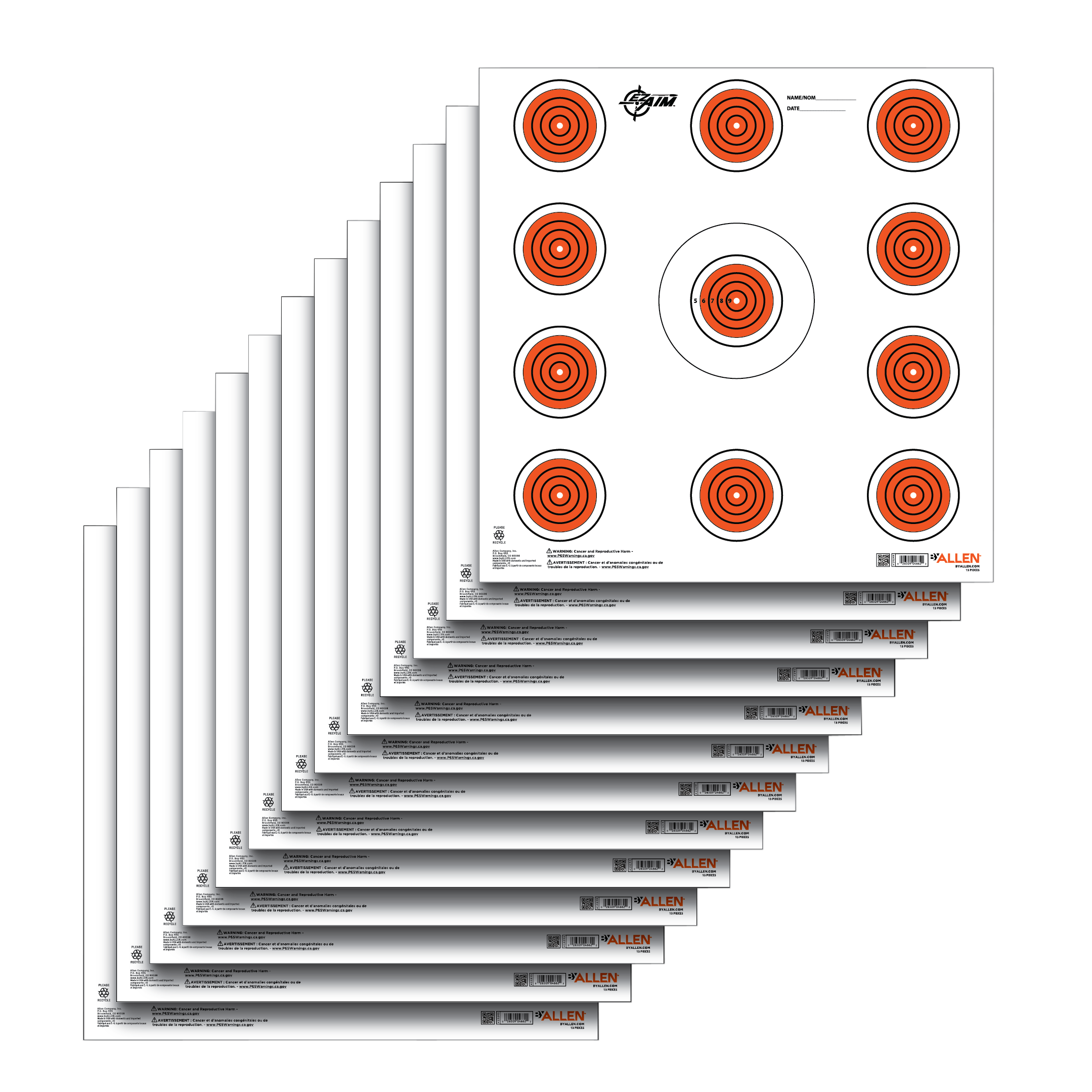 EZ-Aim 15245 Paper Targets Indoor SPOT Paper Hanging 12" x 12" Orange/White 13 Per Pkg