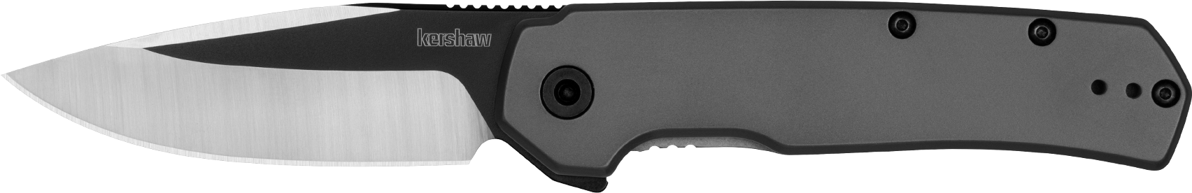 Kershaw 1411 Thermal  EDC 2.95" Folding Drop Point Plain Black Oxide w/Satin Grinds 8Cr13MoV SS Blade, Gray PVD Stainless Steel Handle, Includes Pocket Clip