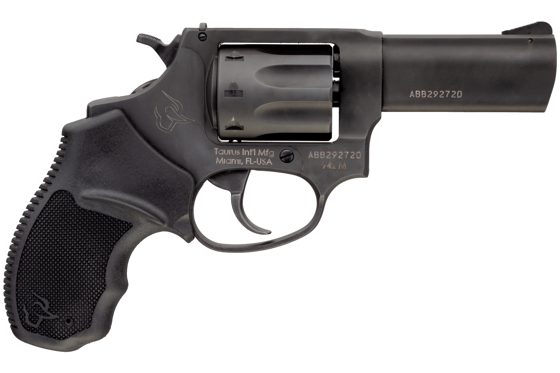 Taurus 2942M031 942  22 WMR 8rd 3" Barrel, Overall Matte Black Finish Steel & Finger Grooved Black Polymer Grip
