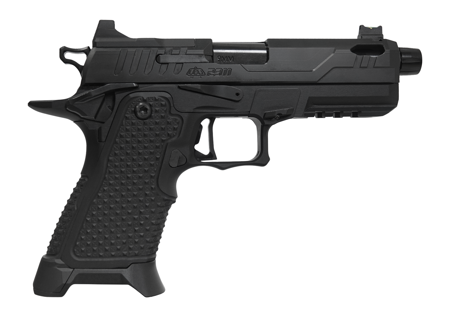 Oa Defense OA2311COMPACTPROELITET 2311 Pro Elite Compact 9mm Luger 21+1 4.25" Black DLC Threaded Barrel, Black Steel Optic Ready/Serrated Slide, Black Aluminum Frame w/Picatinny Rail, Black Aluminum G