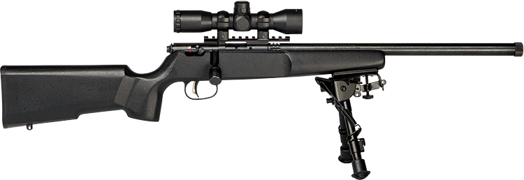 Savage Arms 13824 Rascal Target XP Youth 22 LR 1rd 16.13" Black Satin Heavy Threaded Barrel, Satin Black Drilled & Tapped Carbon Steel Receiver, Matte Black Fixed Wood Stock, 4x32mm Scope & Bipod, Rig