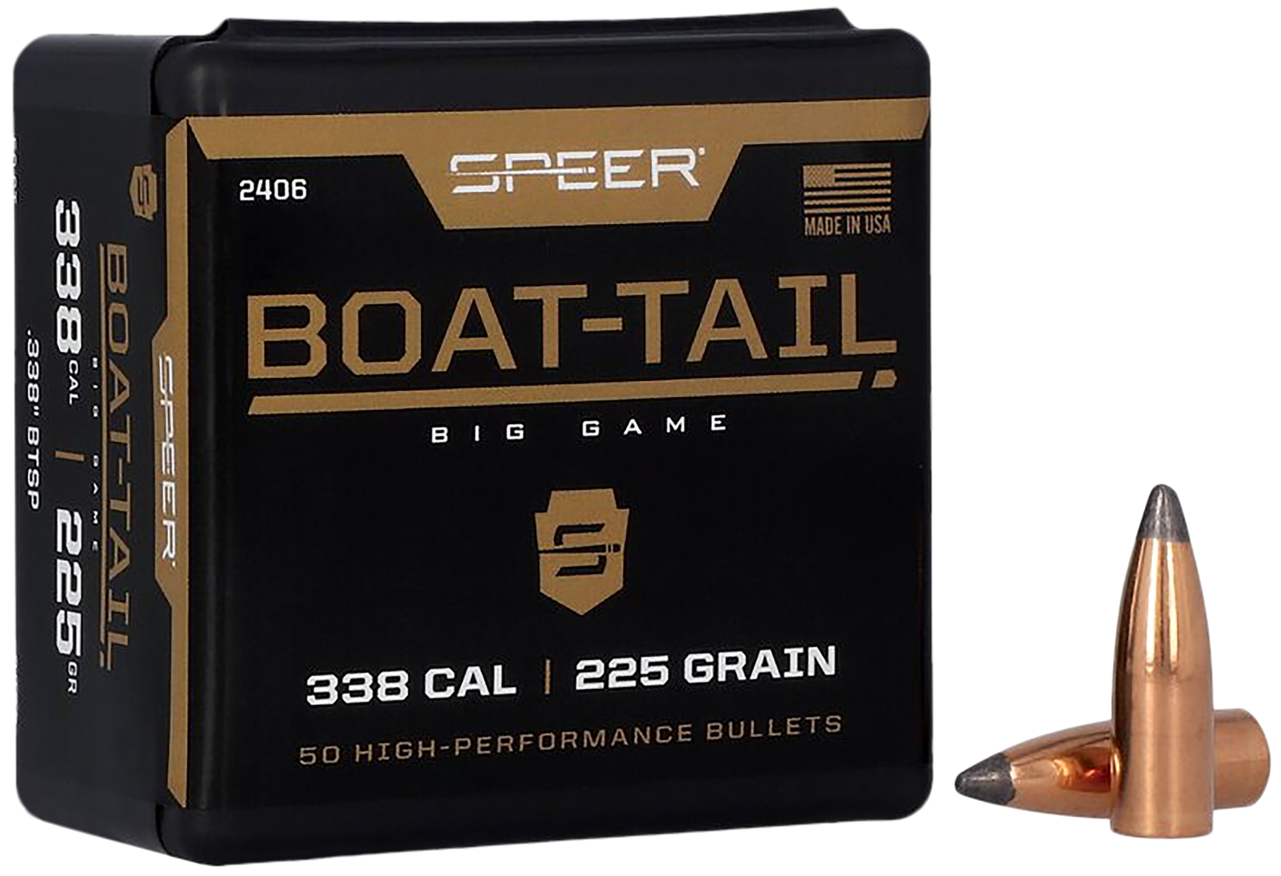 Speer 2406 Boat-Tail .338 225 gr Spitzer Boat Tail Soft Point 50