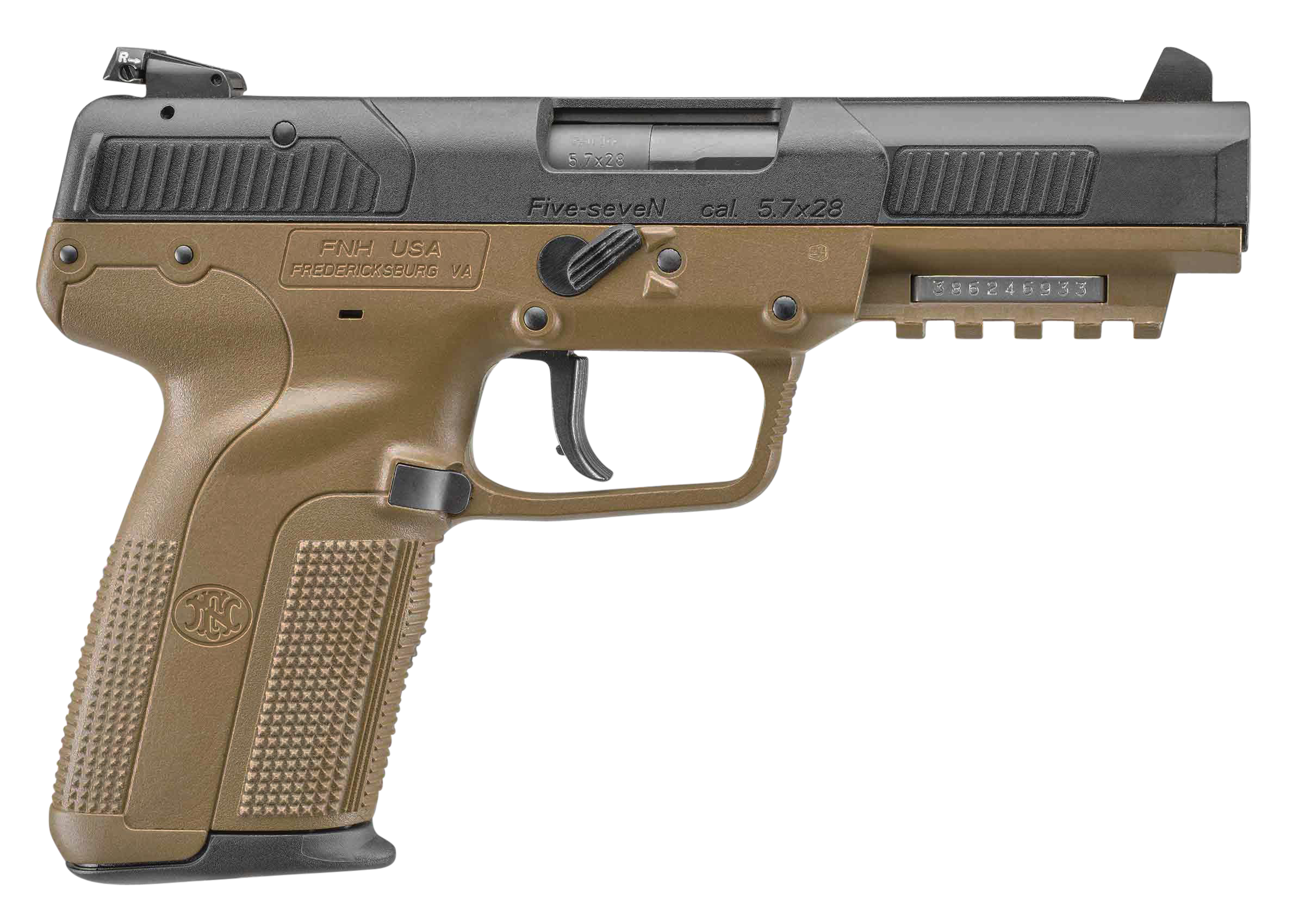 FN 3868929356 Five-seveN 5.7x28mm 4.80" 20+1 Flat Dark Earth Black Steel Slide Flat Dark Earth Polymer Grip