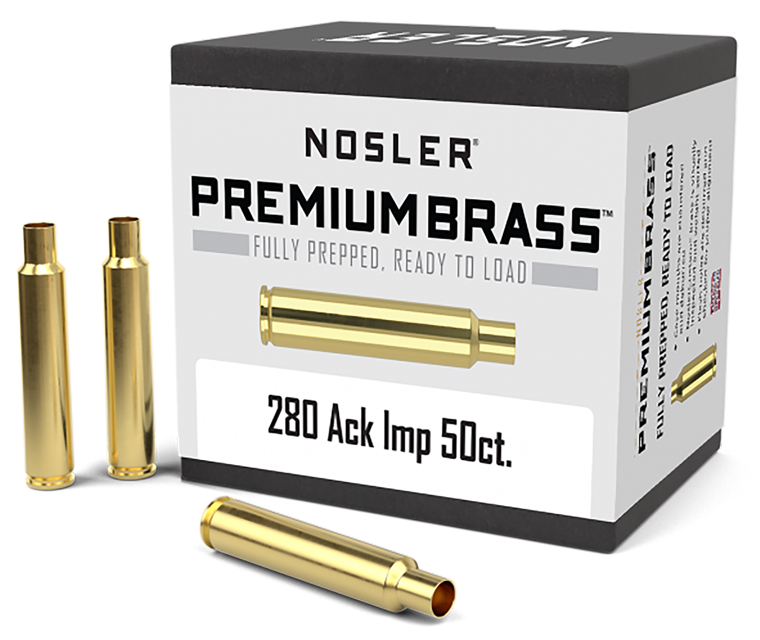 Nosler 10175 Premium Brass Unprimed Cases 280AckleyImproved Rifle Brass 50/Box