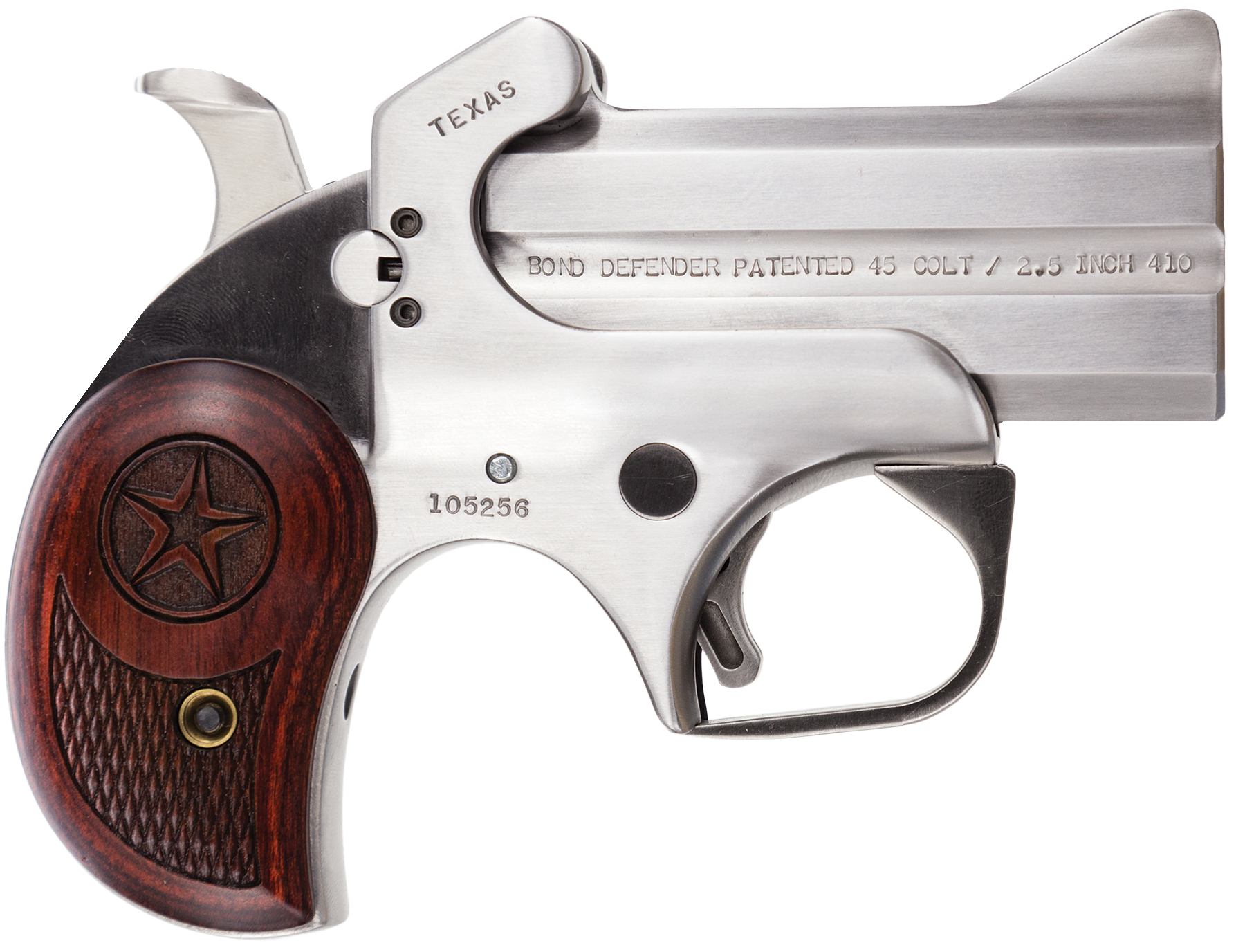 Bond Arms BATD Texas Original 357 Mag/38 Sp 2rd 3" Barrel, Stainless Metal Finish, Rosewood Grip, Blade Front/Fixed Rear Sights, Manual Safety