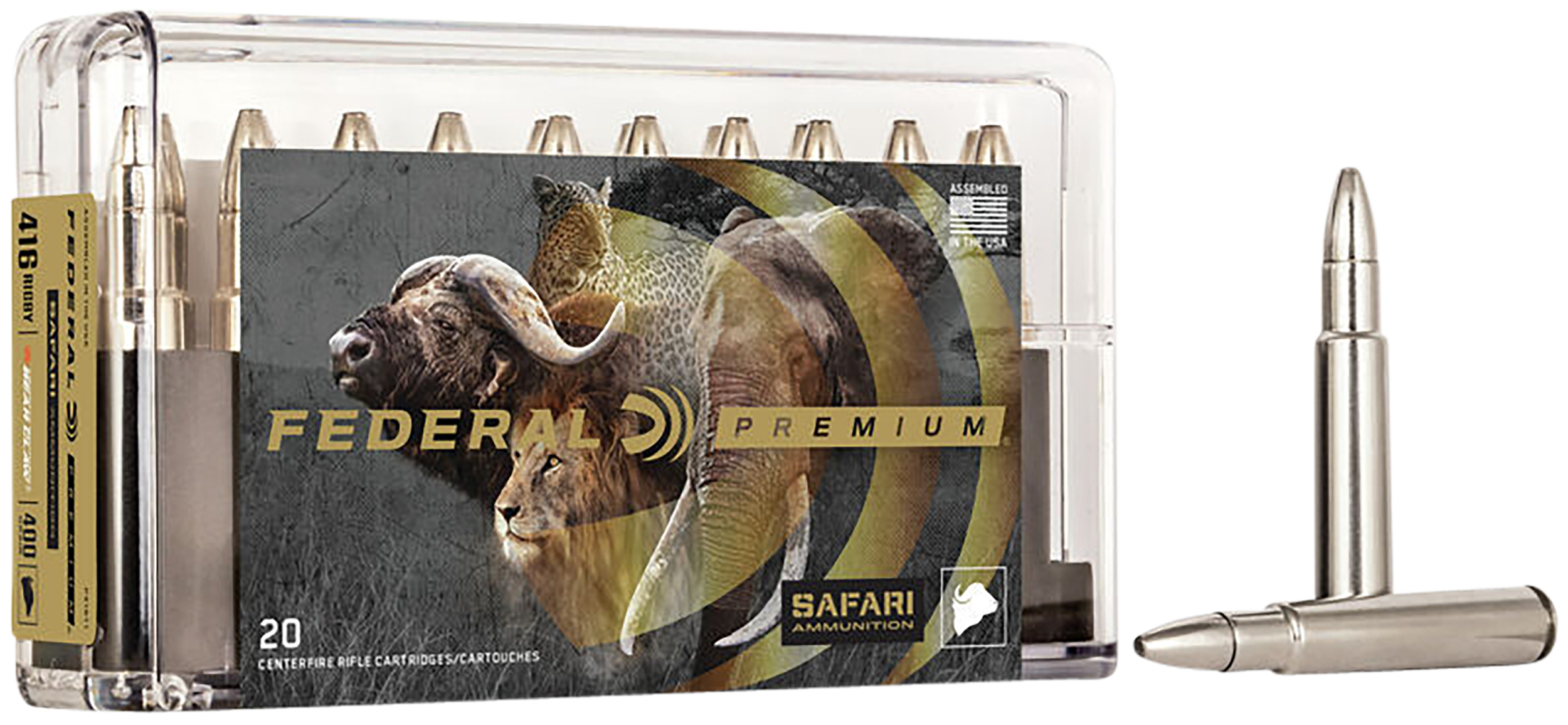 Federal P416T1 Premium Safari Cape-Shok 416Rigby 400gr Trophy Bonded Bear Claw 20 Per Box/10 Case