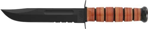 KA-BAR FIGHTING/UTILITY KNIFE 7" SRRTD W/LTHR SHTH US ARMY