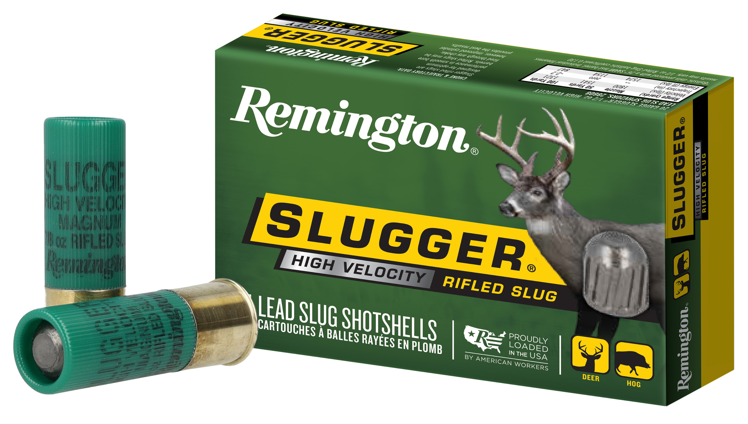 Remington Ammunition 28600 Slugger High Velocity 12 Gauge 2.75" 7/8 oz Rifled Slug Shot 5 Per Box/50 Cs