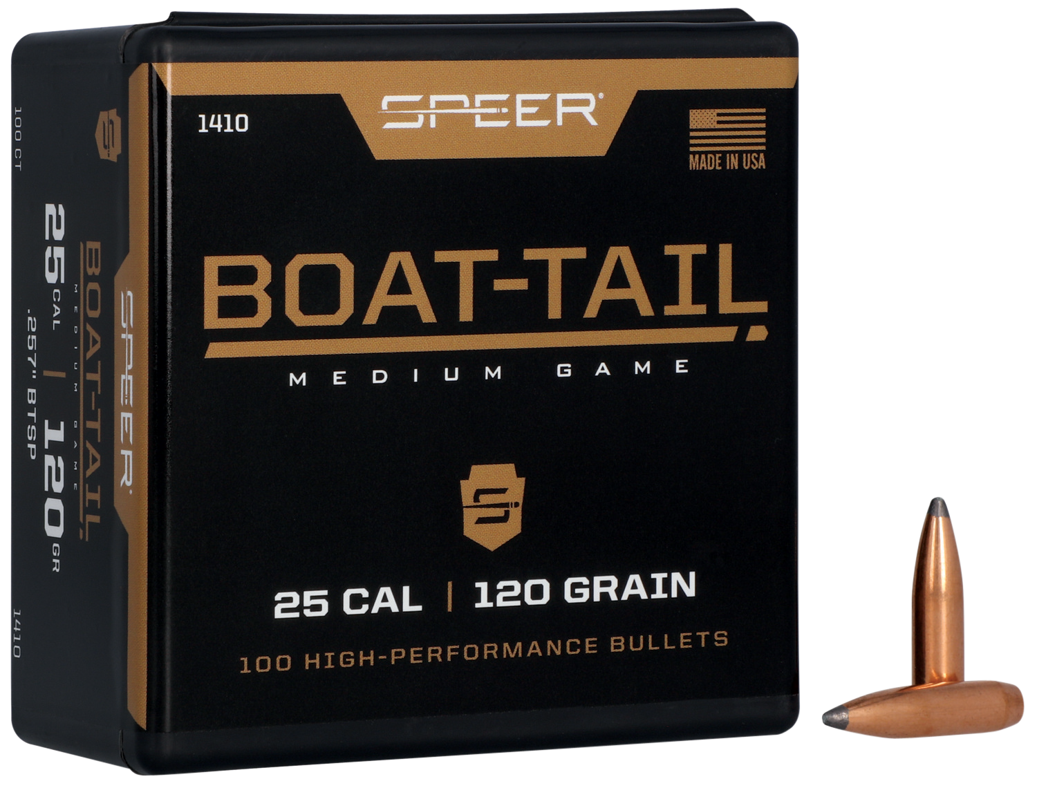 Speer 1410 Boat-Tail  25Cal 120gr Jacketed Soft Point Boat Tail 100 Per Box/5 Case