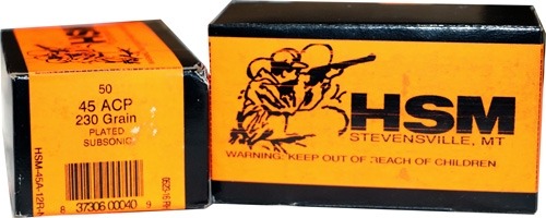 HSM SUBSONIC 45 ACP 230GR LEAD-RN 50RD 20BX/CS