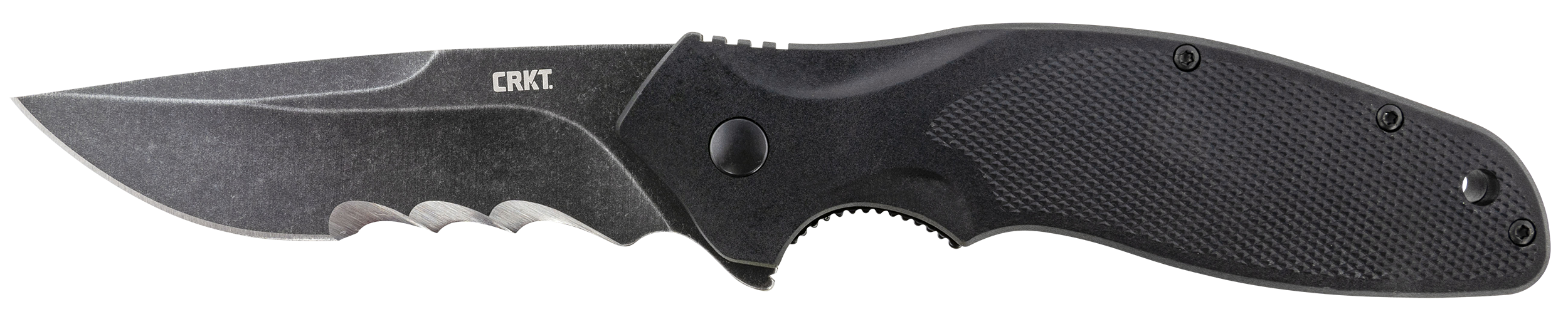 CRKT K800KKP Shenanigan  3.35" Folding Drop Point Veff Serrated Black Stonewashed 4116 Stainless Steel Blade/ Black GRN Handle Includes Pocket Clip