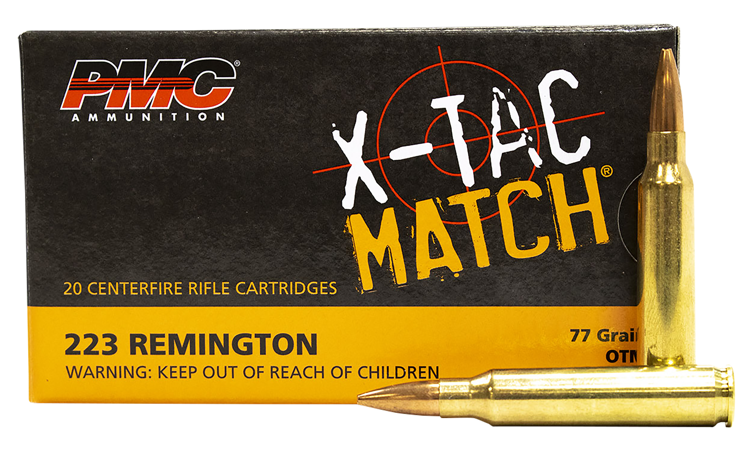 PMC 223XM X-Tac Match  223Rem 77gr Open Tip Match 20 Per Box/10 Case