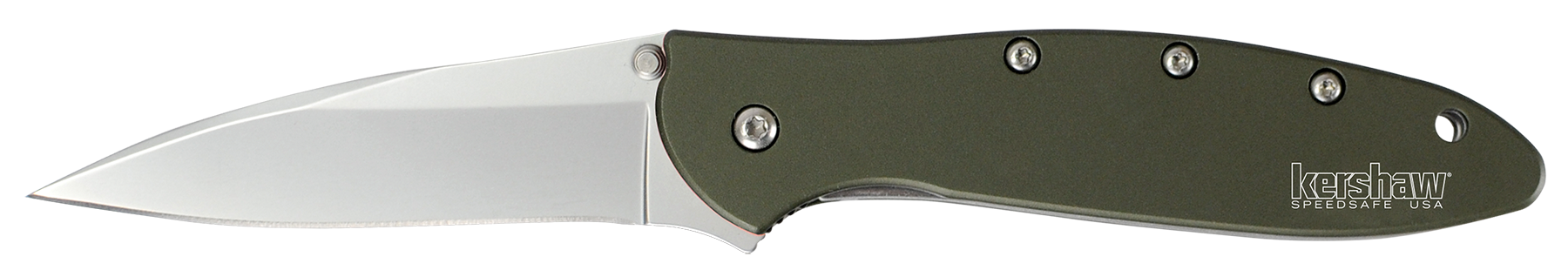 Kershaw 1660OL Leek 3" Folding Drop Point Plain Bead Blasted 14C28N Steel Blade Olive Drab Anodized Aluminum Handle Includes Pocket Clip