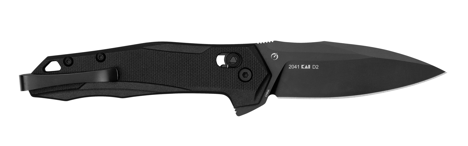 Kershaw 2041 Monitor Mid-Size 3" Folding Spear Point Plain Black Oxide D2 Steel Blade, Black Textured Glass Filled Nylon Handle, Includes Pocket Clip