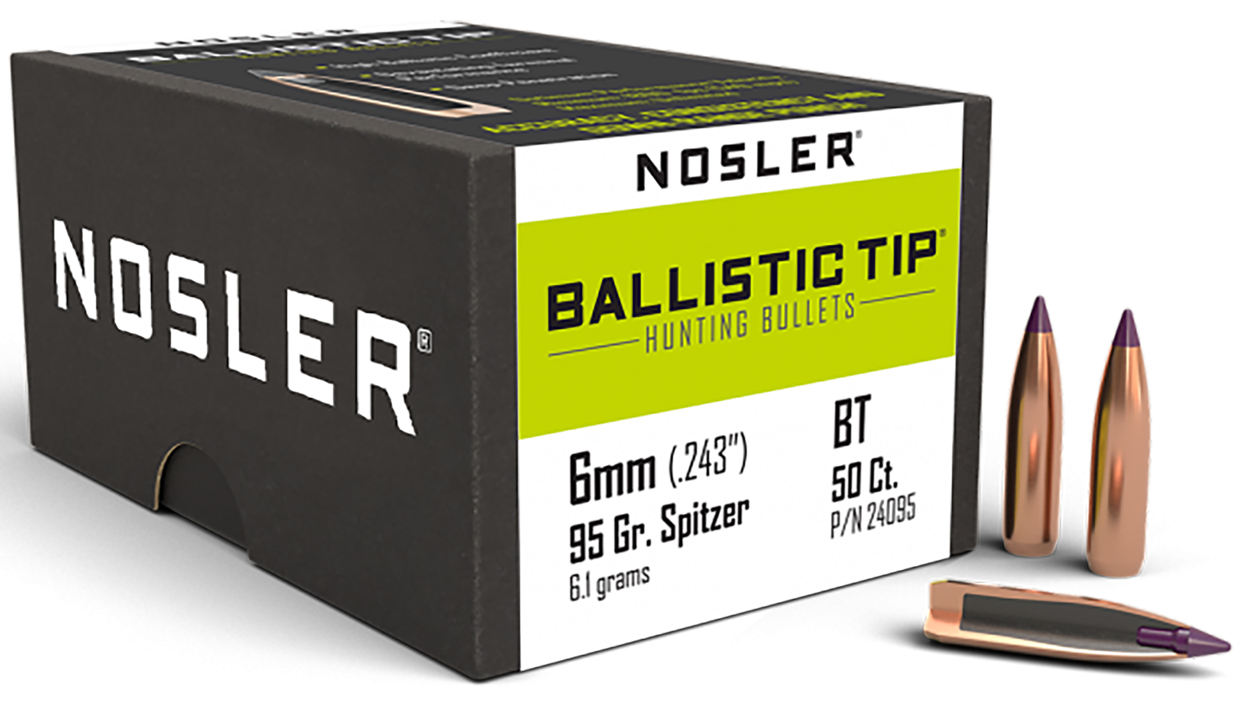 Nosler 24095 Ballistic Tip 6mm 95gr Spitzer 50/Box