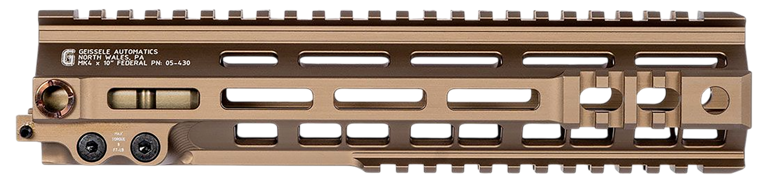 Geissele Automatics 05430S Super Modular Rail Mk4 DDC Aluminum 10" Long