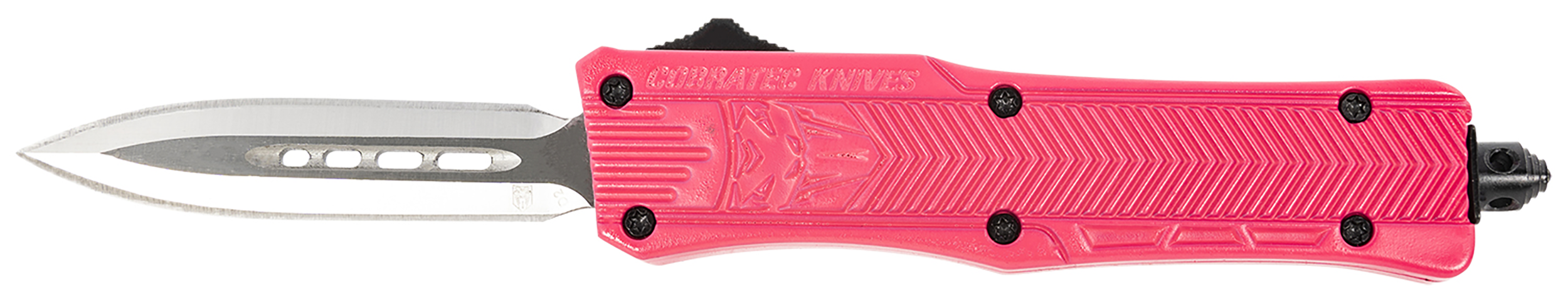 CobraTec Knives SPKCTK1SDAGNS CTK-1  Small 2.75" OTF Dagger Plain D2 Steel Blade, Pink Aluminum Handle Features Glass Breaker
