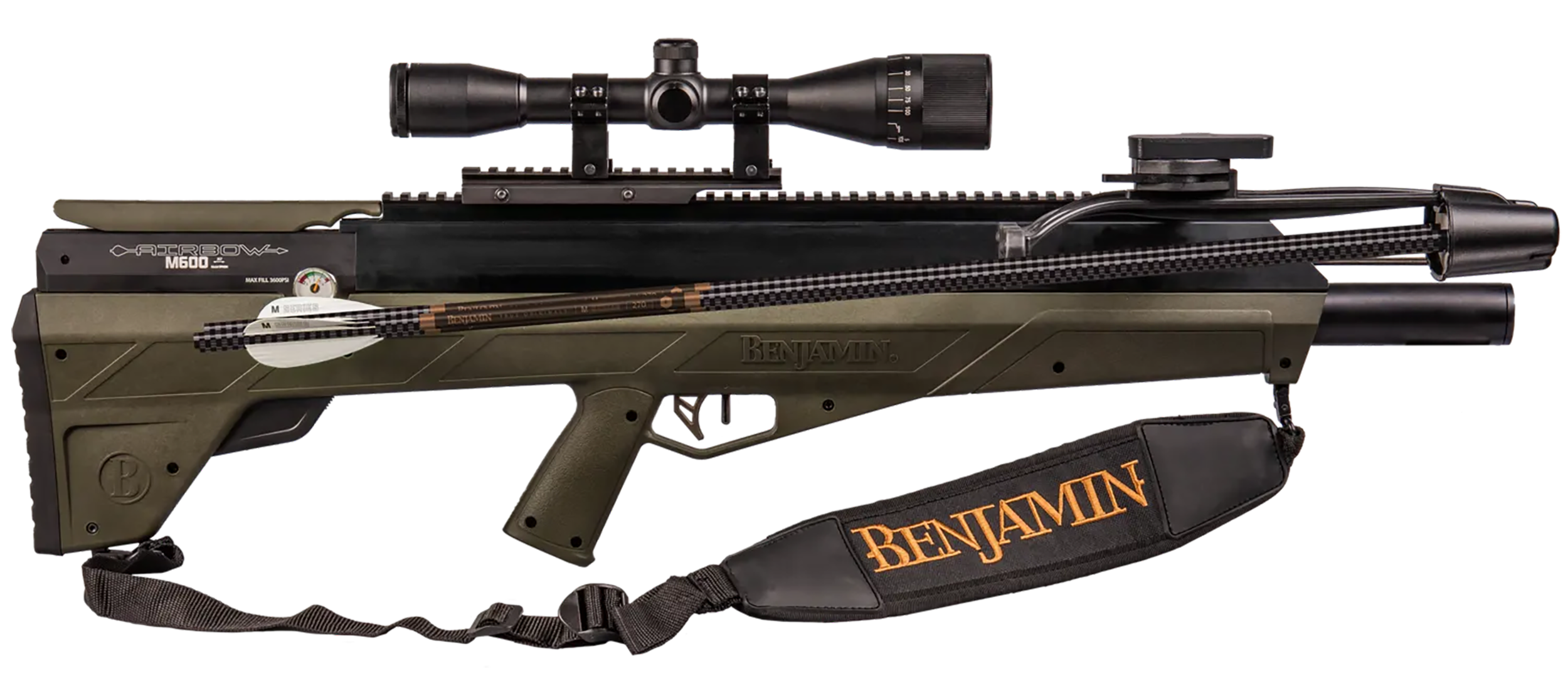 Benjamin BPABMX Airbow M600 Kit PCP 357 Pellet Black Barrel, OD Green Stock, CenterPoint 6x40mm AO