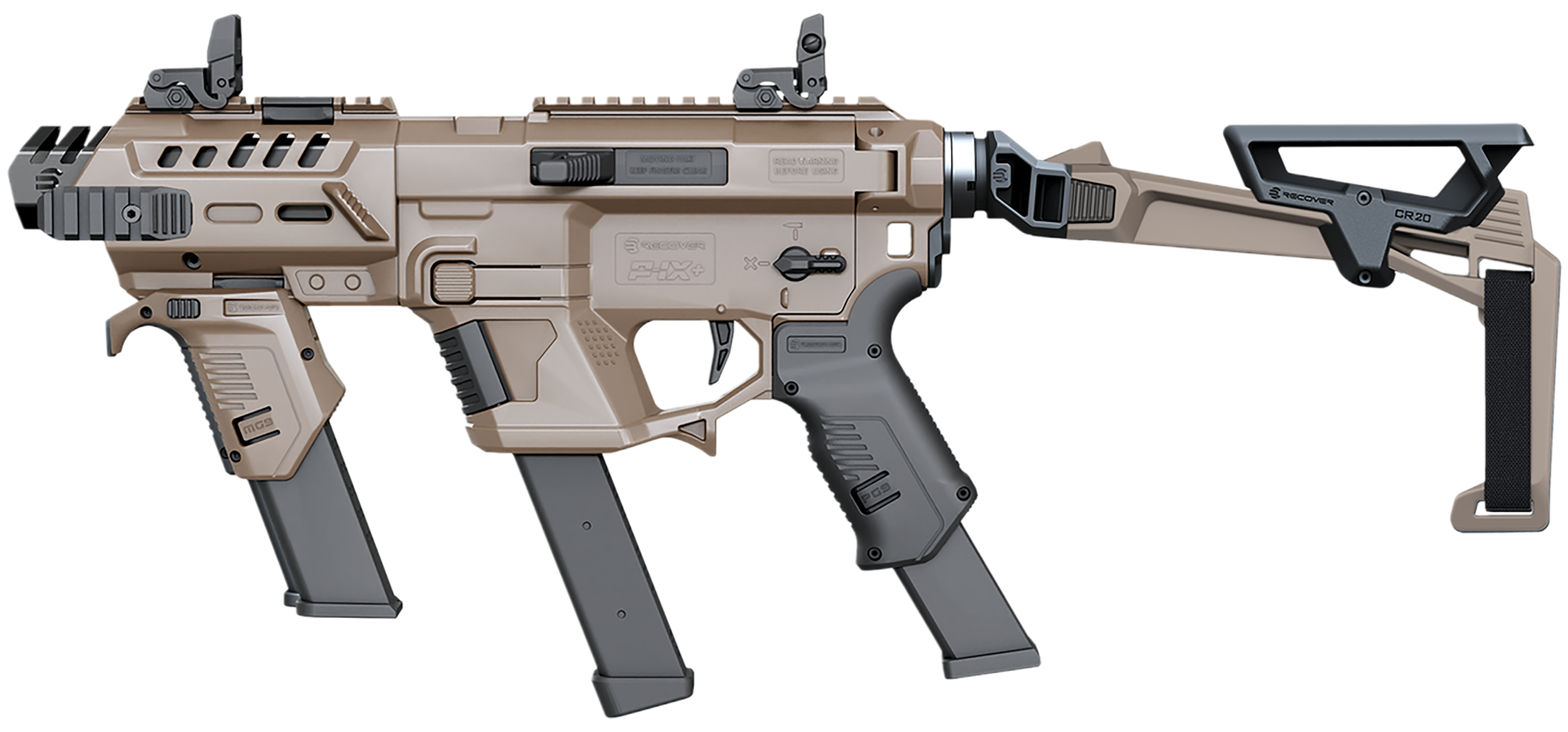Recover Tactical PIXPMGFBR02 P-IX+MG PG9 SR20 Metal Front Guard Folding Brace Tan