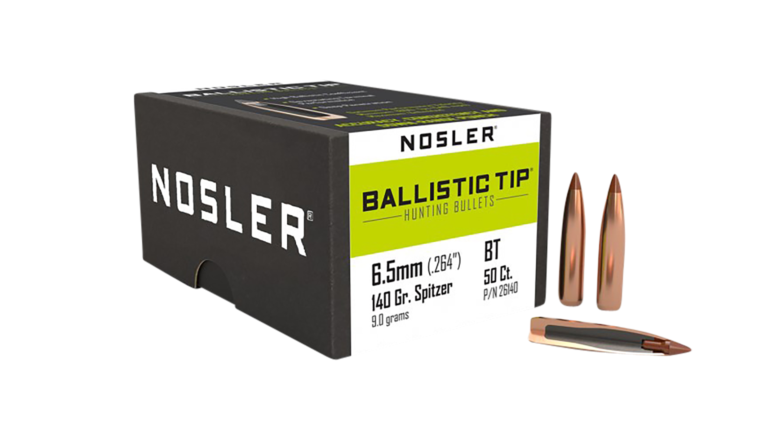 Nosler 26140 Ballistic Tip 6.5Creedmoor 140gr Spitzer Point 50/Box