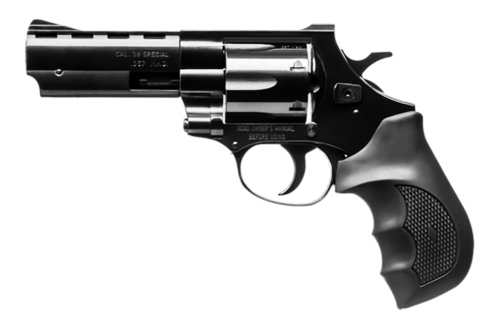 Weihrauch Guns 770123 Windicator  38 Special 6rd 4" Blued Steel Barrel & Cylinder, Compact Blued Steel Frame w/Exposed Hammer, Ramp Front/Fixed Rear Sights, Finger Grooved Black Rubber Grip