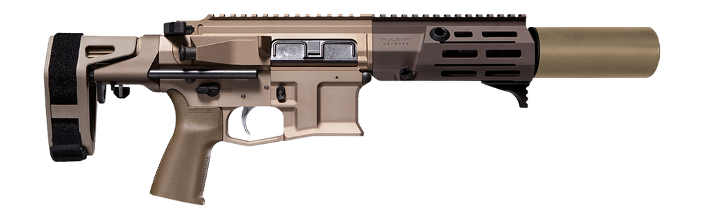 Maxim Defense MXM49700 PDX SD 5.56 NATO 20+1 5.50" Arid Brown Integrated Suppressor Barrel, Arid Brown Aluminum Receiver w/Picatinny Rail, M-Slot Handguard,Arid Brown Polymer Maxim CQB Brace, Polymer