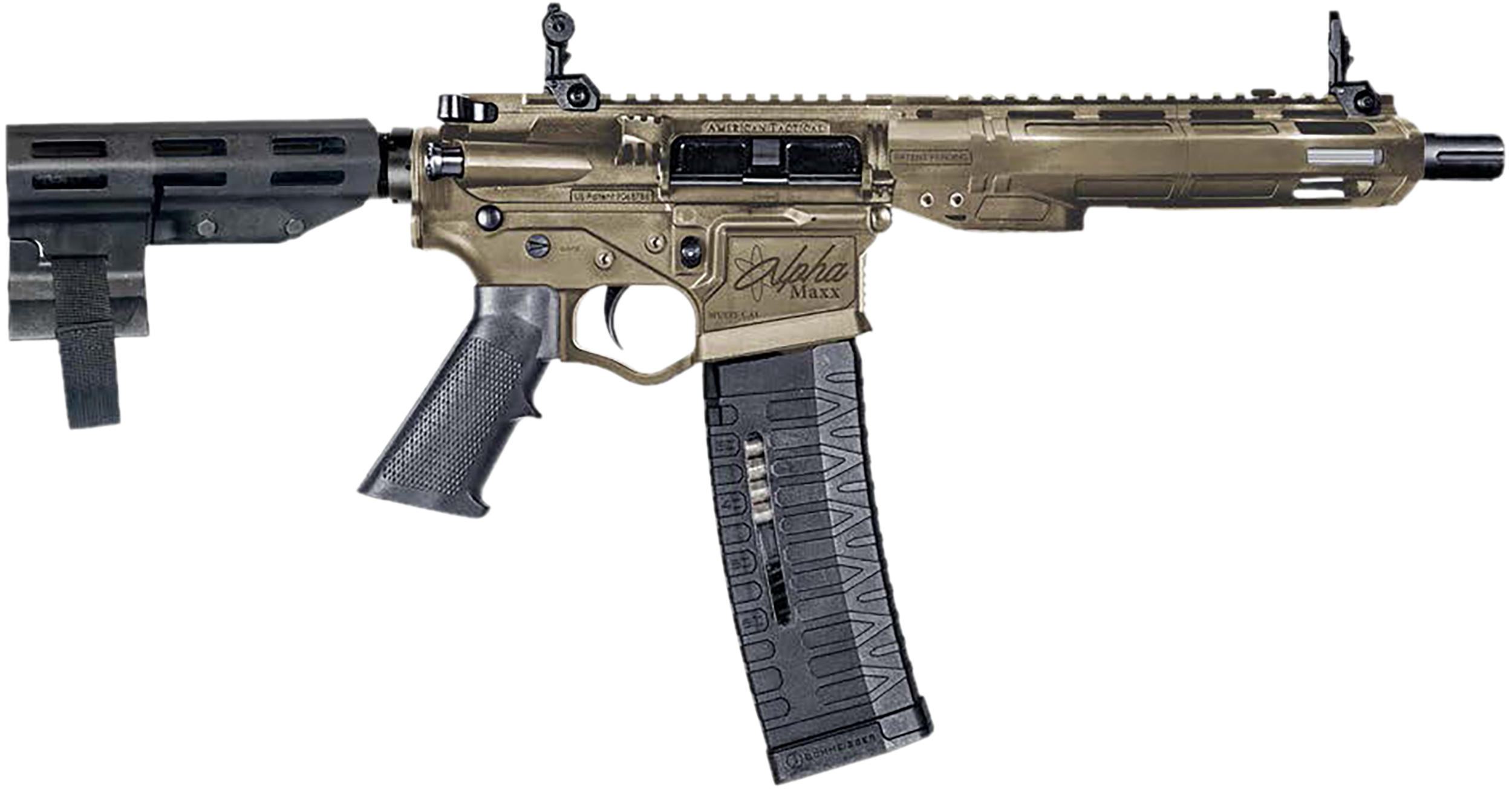 ATI ATIGAX5567MLCFDE Alpha Maxx 5.56x45mm 60+1 7.50" Black Threaded Barrel, Flat Dark Earth Receiver w/Picatinny Rail, M-LOK Handguard, Black Rear Brace & Polymer Grip
