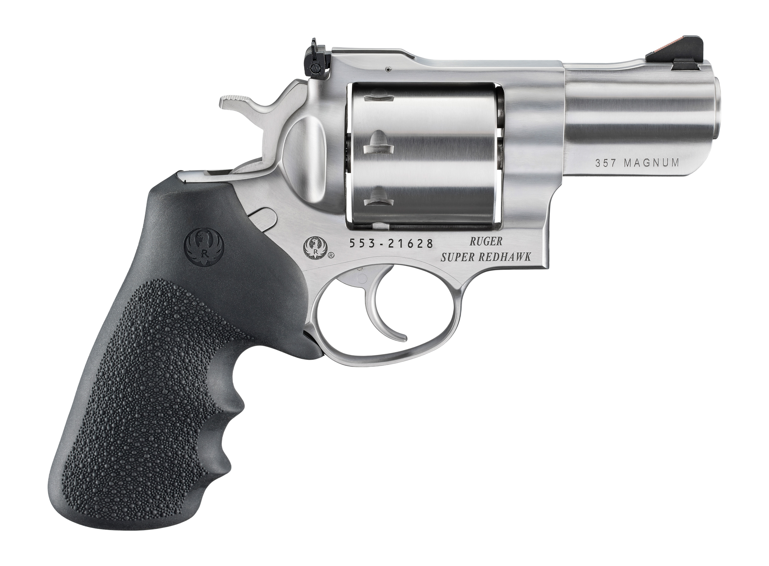 Ruger Super Redhawk 357 Mag/38 Special 8 Shot 2.50" Stainless Cylinder, Satin Stainless Steel Barrel & Frame, Hogue Tamer Monogrip Grip, Transfer Bar Safety, Exposed Hammer