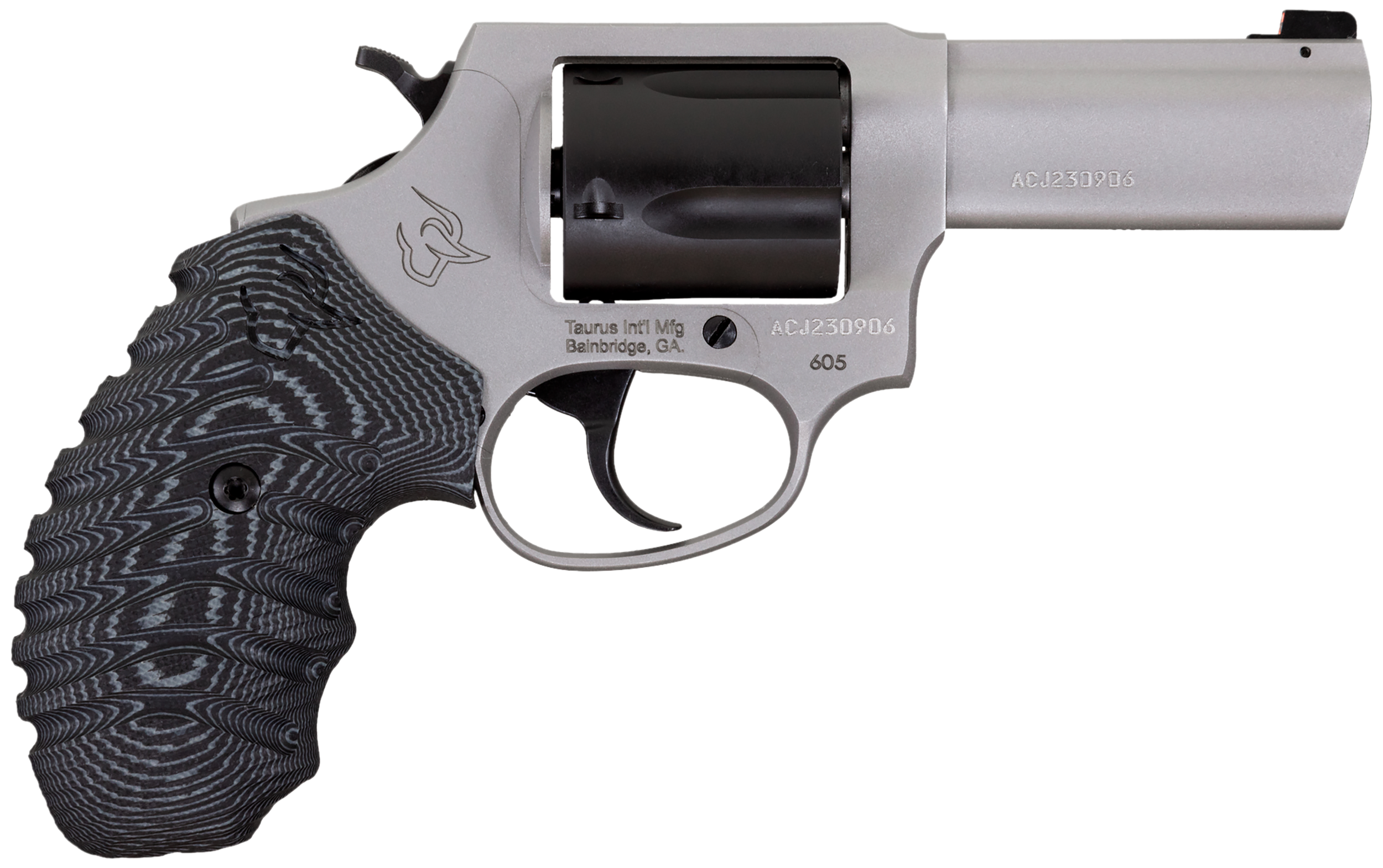 Taurus 260535NSVZ Defender 605  SA/DA 357 Mag/38 Special +P 5rd 3" Matte Stainless Steel Barrel, Matte Black Cylinder, Matte Finish Stainless Steel Frame, Black/Gray VZ Grip, Night Front Sight