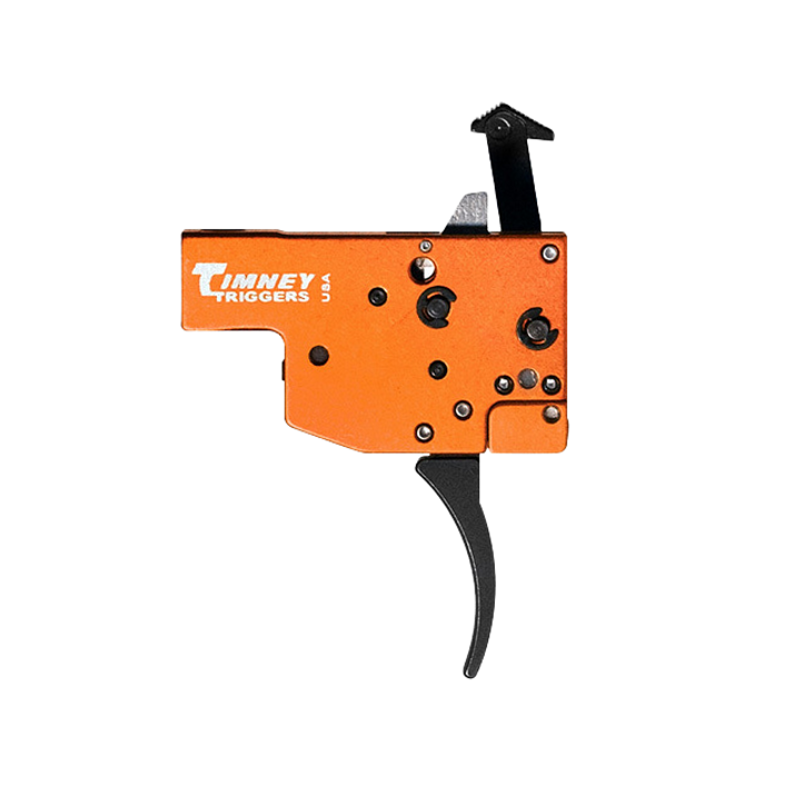 Timney Triggers 430 Replacement Trigger  Two-Stage Curved Trigger with 8 oz/1 lb Draw Weight & Black/Orange Finish for Tikka T3
