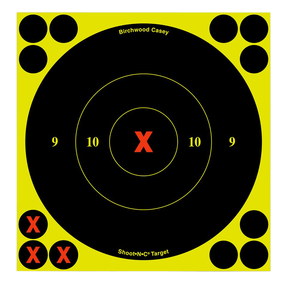 Birchwood Casey 34560 Shoot-N-C Reactive Target Self-Adhesive Paper Black/Yellow 6" X-Bullseye 60 Pack